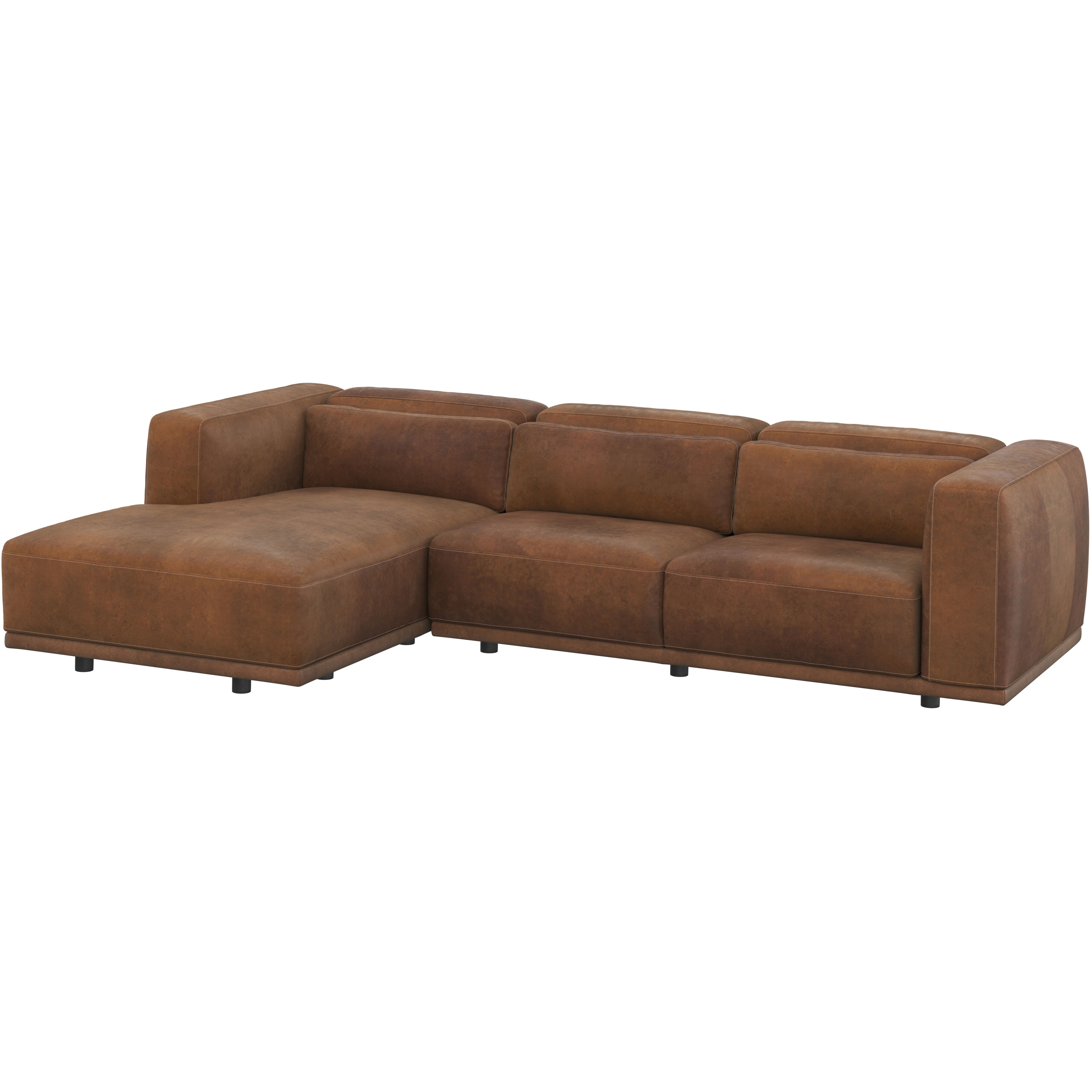 Beau Lucia Tobacco Leather Sofa Chaise